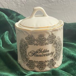 Vintage Treasure Masters Golden Anniversary Round Porcelain Trinket Box